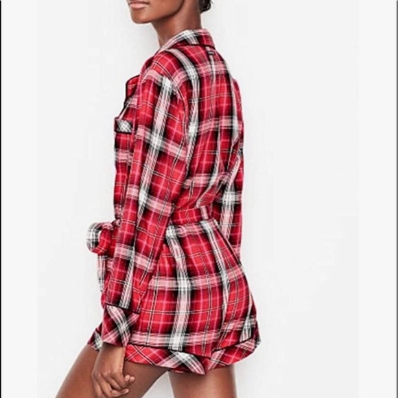 Victoria's Secret Other - Victoria Secret Flannel Tie Romper Pajama